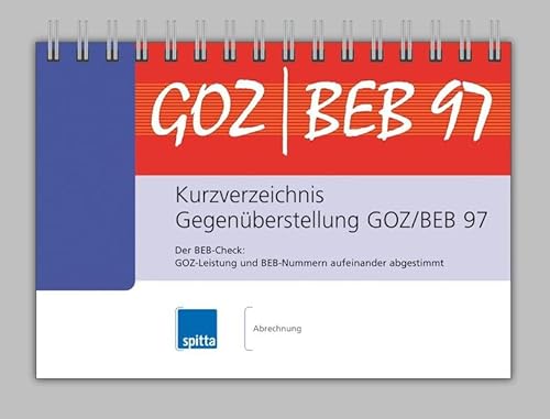 9783943996258: Kurzverzeichnis Gegenberstellung GOZ/BEB 97