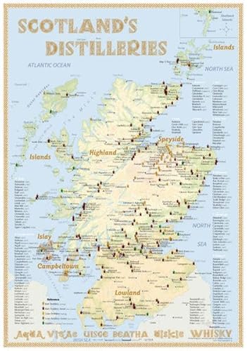 Imagen de archivo de Whisky Distilleries Scotland - Tasting Map 24x34cm The Scottish Whisky Landscape in Overview a la venta por Buchpark