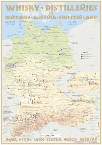 Imagen de archivo de Whisky Distilleries Germany-Austria-Switzerland - Tasting Map 24x34cm Laminierte Landkarte der Whisky-Destillerien in Deutschland, sterreich und Schweiz (incl. Liechtenstein) a la venta por Buchpark