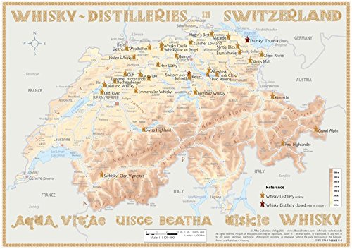 Beispielbild fr Whisky Distilleries Switzerland Tasting Map 34 x 24cm : Laminierte Landkarte der Whisky-Destillerien in der Schweiz zum Verkauf von Buchpark