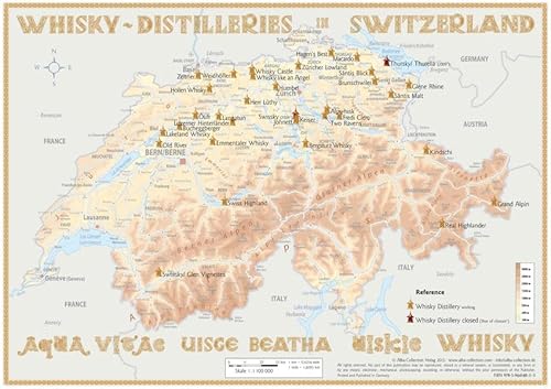 Imagen de archivo de Whisky Distilleries Switzerland - Tasting Map 34x24cm Laminierte Landkarte der Whisky-Destillerien in der Schweiz a la venta por Buchpark