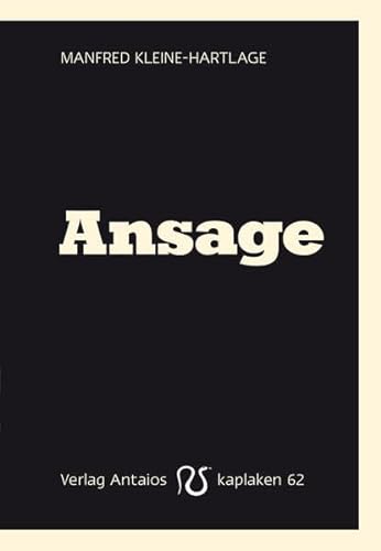 Stock image for Ansage for sale by Revaluation Books