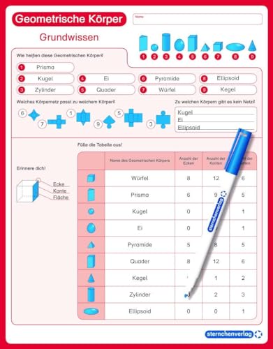 Stock image for Geometrische Krper - Grundwissen - wiederbeschreibbare Lerntafel mit Stift -Language: german for sale by GreatBookPrices