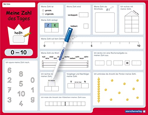 Stock image for Meine Zahl des Tages 0-10 und 0-20 - wiederbeschreibbare Lerntafel mit Stift - Mathematik for sale by GreatBookPrices