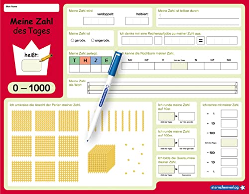 Stock image for Meine Zahl des Tages 0-1000 - wiederbeschreibbare Lerntafel mit Stift - Mathematik for sale by GreatBookPrices