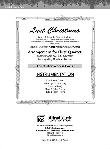 9783947998234: Last Christmas for Flute Quartet