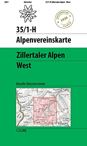 9783948256135: Zillertaler Alpen West 1930 Historical map (35/1H): Aktuelle Gletscherstnde (Alpenvereinskarte)