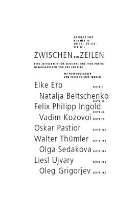 Stock image for Zwischen den Zeilen / Neue deutsche und russische Poesie for sale by Buchpark