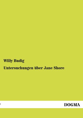 Stock image for Untersuchungen ber Jane Shore (German Edition) for sale by Lucky's Textbooks