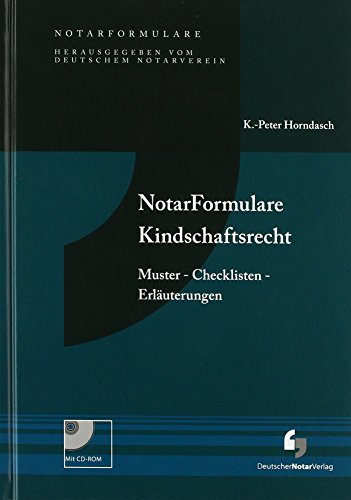 Beispielbild fr NotarFormulare Kindschaftsrecht zum Verkauf von medimops