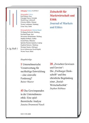 Beispielbild fr Unternehmerische Verantwortung fr nachhaltige Entwicklung eine sinnvolle Forderung? Zwischen Gewissen und Gewinn": Die Freiburger Denkschrift" und ihre christliche Begrndung einer Sozial-Wirtschaftsethik" Das Gewinnparadox in der Unternehmensethik: zum Verkauf von Verlag Traugott Bautz GmbH