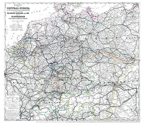 9783959660099: Karte von CENTRAL-EUROPA mit DEUTSCHLAND 1867 (Plano): Bis Paris, Mailand, Triest, Pesth, Krakau, Knigsberg, Schleswig, zur bersicht der POLITISCHEN ... der EISENBAHNEN und andern Communicationen.