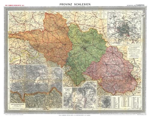 9783959663373: Historische Karte: Provinz SCHLESIEN im Deutschen Reich - um 1910 [gerollt]: Carl Flemmings Generalkarte, No. 8. Regierungsbezirke Liegnitz, Oppeln, ... Breslau. Frstenstein und Salzbrunn