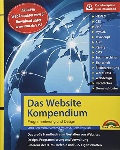 Beispielbild fr Das Website Handbuch - Programmierung und Design: SEO, Optimierung, HTML5, CSS3, JavaScript, Ajax - Komplett in Farbe, mit vielen Beispielen aus der Praxis inkl. WebAnimator Programm per Download zum Verkauf von medimops