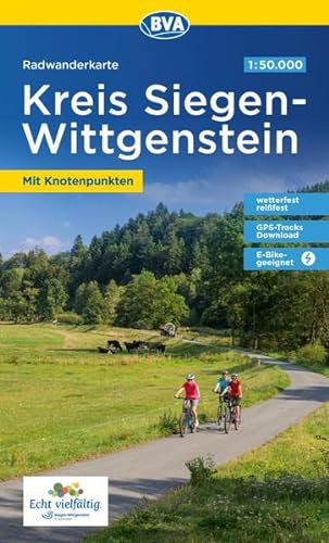 Beispielbild fr Radwanderkarte BVA Kreis Siegen-Wittgenstein mit Knotenpunkten 1:50.000, rei- und wetterfest, GPS-Tracks Download, E-Bike-geeignet (Radwanderkarte 1:50.000) zum Verkauf von medimops