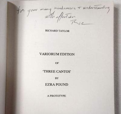 Variorum edition of 'three cantos' by Ezra Pound: A prototype (9783980221238) by Ezra Pound