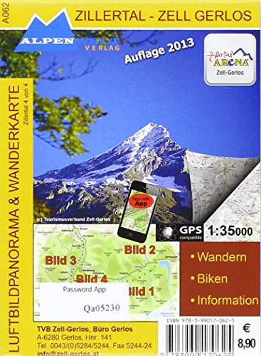 9783990170625: Zillertal - Zell Gerlos 1 : 35 000 Luftbildpanorama und Wanderkarte: Wandern, Biken, Information