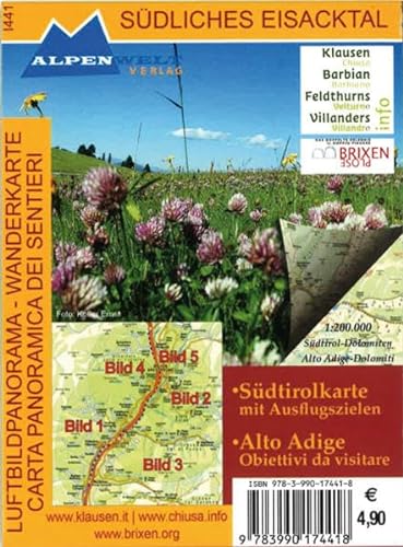 9783990174418: Sdliches Eisacktal 1 : 200 000 Luftbildpanorama & Wanderkarte: Carta Panoramica dei Sentieri