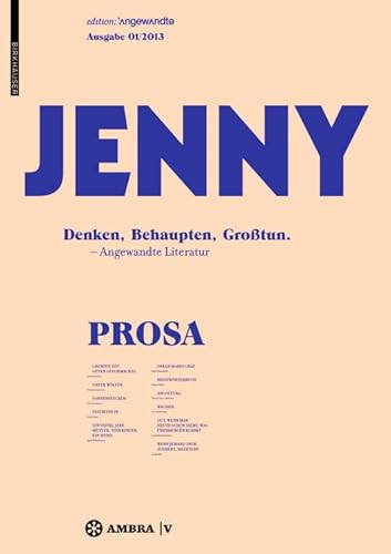 Stock image for JENNY. Ausgabe 01   Denken, Behaupten, Grotun. for sale by Revaluation Books