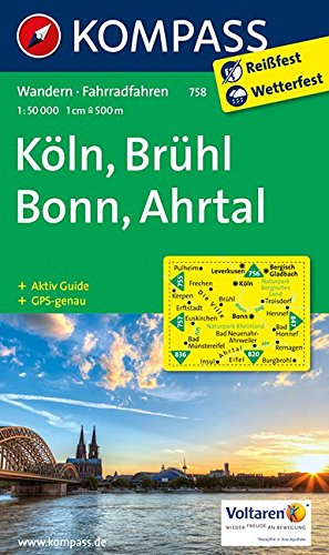 Imagen de archivo de K ln, Brühl, Bonn, Ahrtal 758 GPS wp kompass: Wandelkaart 1:50 000 a la venta por WorldofBooks