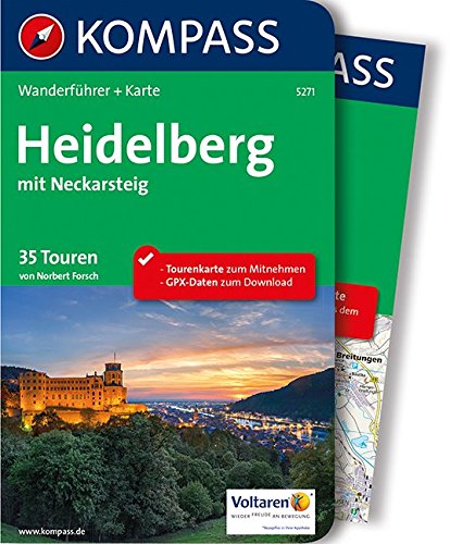 Beispielbild fr Heidelberg mit Neckarsteig: Wanderfhrer mit Extra-Tourenkarte, 35 Touren, GPX- Daten zum Download (KOMPASS-Wanderfhrer, Band 5271) zum Verkauf von medimops