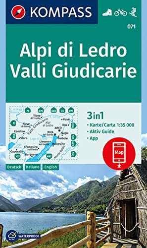 KOMPASS Wanderkarte 071 Alpi di Ledro, Valli Giudicarie 1:35.000: 3in1 Wanderkarte mit Aktiv Guide inklusive Karte zur offline Verwendung in der KOMPASS-App. Fahrradfahren. Skitouren. - KOMPASS-Karten, GmbH