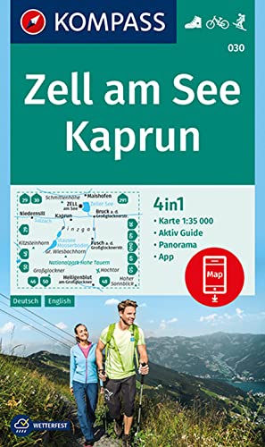 Zell am See, Kaprun: 4in1 Wanderkarte 1:35000 mit Aktiv Guide und Panorama inklusive Karte zur offline Verwendung in der KOMPASS-App. Fahrradfahren. Skitouren. (KOMPASS-Wanderkarten, Band 30) - KOMPASS-Karten