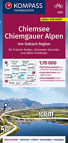 9783990449516: KOMPASS Fahrradkarte 3335 Chiemsee, Chiemgauer Alpen 1:70.000: rei- und wetterfest mit Extra Stadtplnen