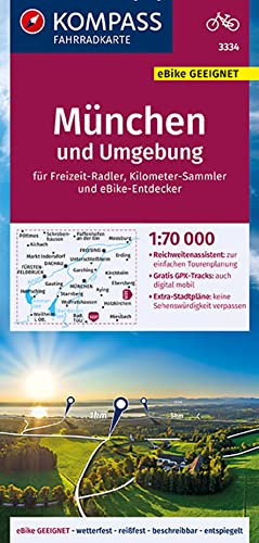 Beispielbild fr KOMPASS Fahrradkarte Mnchen und Umgebung 1:70.000, FK 3334: rei- und wetterfest mit Extra Stadtplnen zum Verkauf von medimops