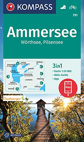 Beispielbild fr KOMPASS Wanderkarte 791 Ammersee, Wrthsee, Pilsensee 1:25000: 3in1 Wanderkarte mit Aktiv Guide inklusive Karte zur offline Verwendung in der . (KOMPASS-Wanderkarten, Band 791) zum Verkauf von medimops