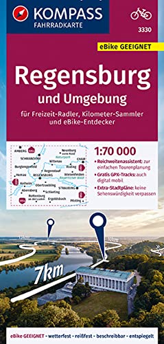 9783991214472: KOMPASS Fahrradkarte 3330 Regensburg und Umgebung 1:70.000: rei- und wetterfest mit Extra Stadtplnen