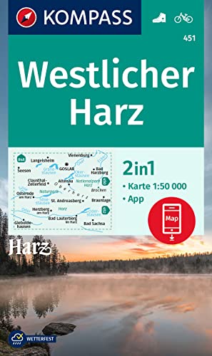 KOMPASS Wanderkarte 451 Westlicher Harz 1:50.000 : Wanderkarte mit Aktiv Guide und Radwegen. - KOMPASS-Karten GmbH