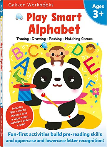 9784056211177: Play Smart Alphabet Age 3+: Preschool Activity Workbook with Stickers for Toddlers Ages 3, 4, 5: Learn Letter Recognition: Alphabet, Letters, Tracing, Coloring, and More (Full Color Pages)