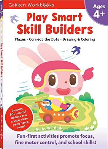 9784056300208: Play Smart Skill Builders Age 4+: Pre-K Activity Workbook with Stickers for Toddlers Ages 4, 5, 6: Build Focus and Pen-control Skills: Tracing, Mazes, Counting(Full Color Pages)