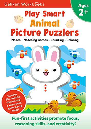 9784056300215: Play Smart Animal Picture Puzzlers Age 2+: Preschool Activity Workbook with Stickers for Toddlers Ages 2, 3, 4: Learn Using Favorite Themes: Tracing, Matching Games (Full Color Pages)