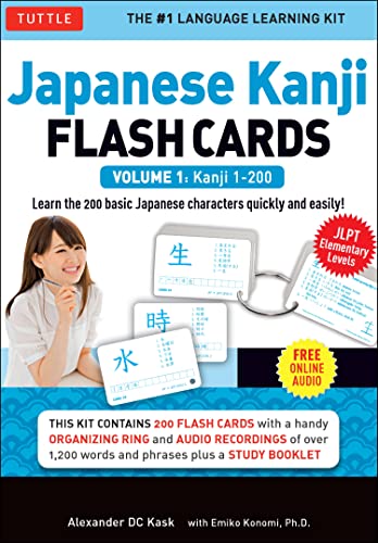 Japanese Kanji Flash Cards Kit Volume 1: Kanji 1-200: JLPT Beginning Level: Learn 200 Japanese Characters Including Native Speaker Audio, Sample Sentences & Compound Words (9784805311745) by Kask, Alexander