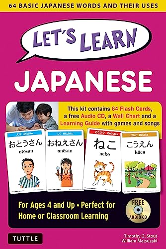 Imagen de archivo de Let's Learn Japanese Kit: 64 Basic Japanese Words and Their Uses (Flash Cards, Audio, Games & Songs, Learning Guide and Wall Chart) a la venta por Bellwetherbooks