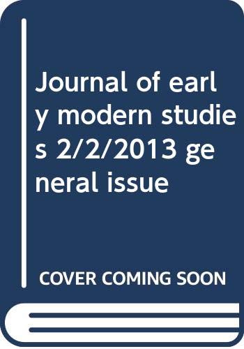 Stock image for Journal of early modern studies 2/2/2013 general issue for sale by Gallix