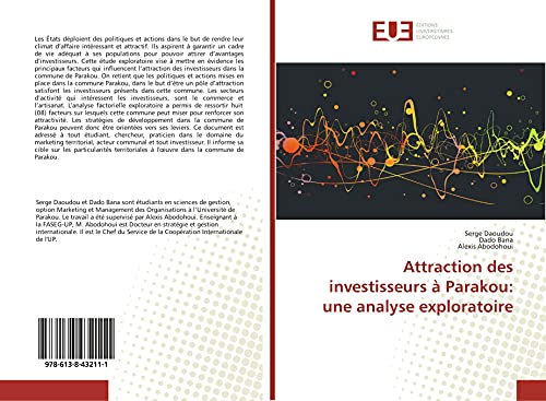 Beispielbild fr Attraction des investisseurs  Parakou: une analyse exploratoire zum Verkauf von Buchpark