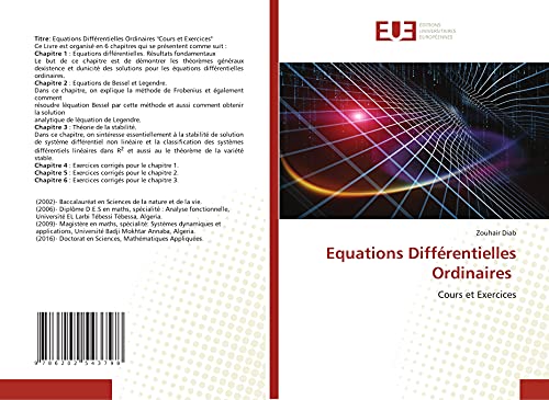 Beispielbild fr Equations Diffrentielles Ordinaires: Cours et Exercices zum Verkauf von medimops