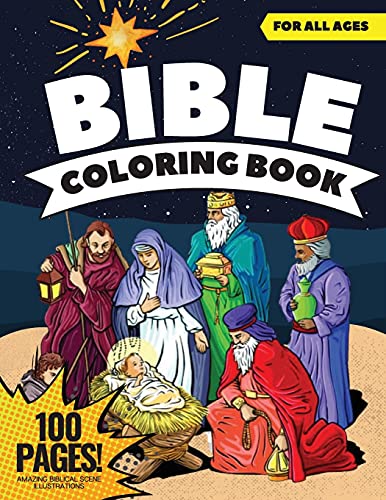 Imagen de archivo de Bible Coloring Book, 100 Pages: Coloring Books for All Ages, Amazing Biblical Scene Illustrations a la venta por PlumCircle