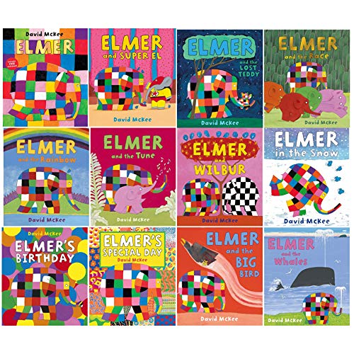 Stock image for Elmer Classic Picture Books Series Books 1 - 12 Collection Set by David McKee (Elmer, Super El, Lost Teddy, Race, Rainbow, Tune, Wilbur, Snow, Birthday, Special Day, Big Bird & Whales) for sale by GF Books, Inc.