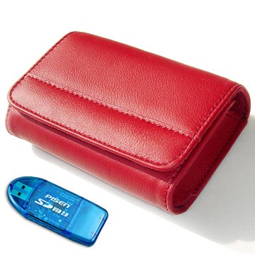 9787511213068: New premium qualitya leather red camera case for FUJIFILM FinePix JX360 + card reader(IT005r)