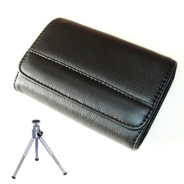 9787881010045: New premium qualitya leather black camera case for Olympus U TOUCH 6020 + camera tripod(IT005b)