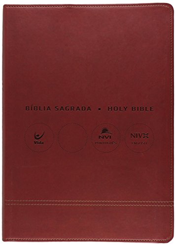 9788000002255: Portuguese/English Bible, Bi-Lingual, Brazilian, Burgundy Imitation Leather. Bblia NVI Bilngue Portugues-ingles - Capa Luxo Vermelha