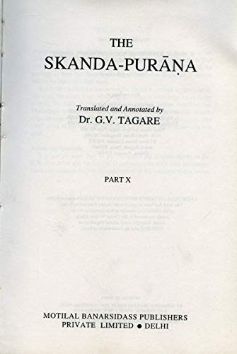9788120813649: The Skanda-Purana, Part X: v.58, Pt. 10