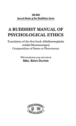 Imagen de archivo de Buddhist Manual Of Psychological Ethics a la venta por Books in my Basket