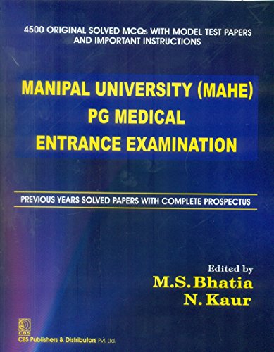 Stock image for Manipal University (Mahe) Pg Medical Entrance Examination (Pb 2016) for sale by Universal Store