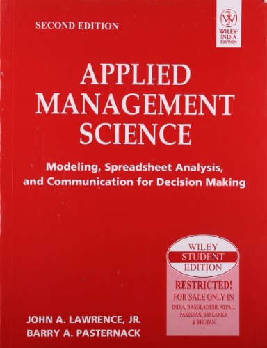 Beispielbild fr Applied Management Science: Modeling, Spreadsheet Analysis and Communication for Decision Making, 2ed, w/CD zum Verkauf von ThriftBooks-Atlanta