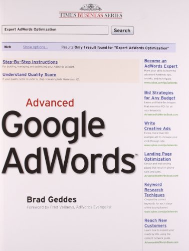 9788126532223: Advanced Google Adwords